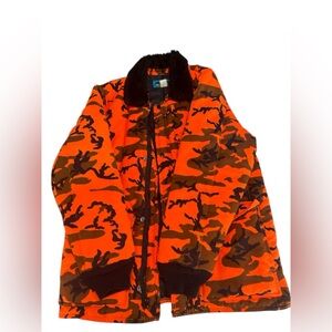 Mens Vintage Orange Camoflauge Coat with Sherpa Collar by Bushmaster